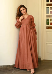 Autumn Rust Cotton Dress
