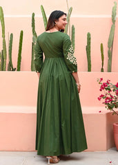 Deep Green Aura Cotton Dress