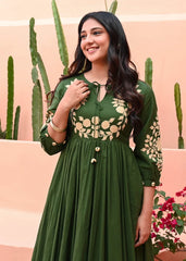 Deep Green Aura Cotton Dress