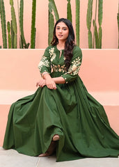 Deep Green Aura Cotton Dress