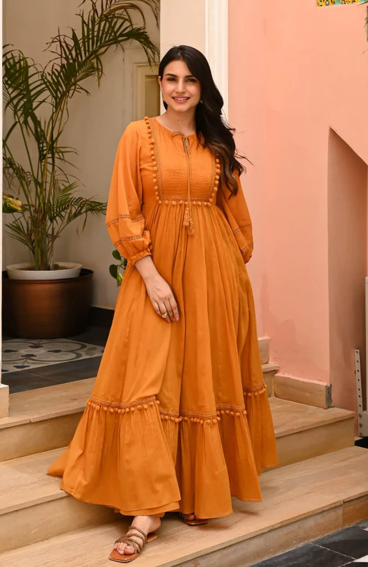 Mustard Muse Cotton Dress