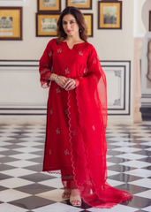 Red Chanderi Suit Set