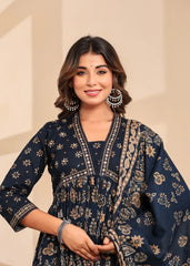 Indigo Skin Printed  Cotton Set