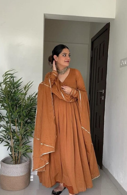Cinnamon Drift Cotton Anarkali