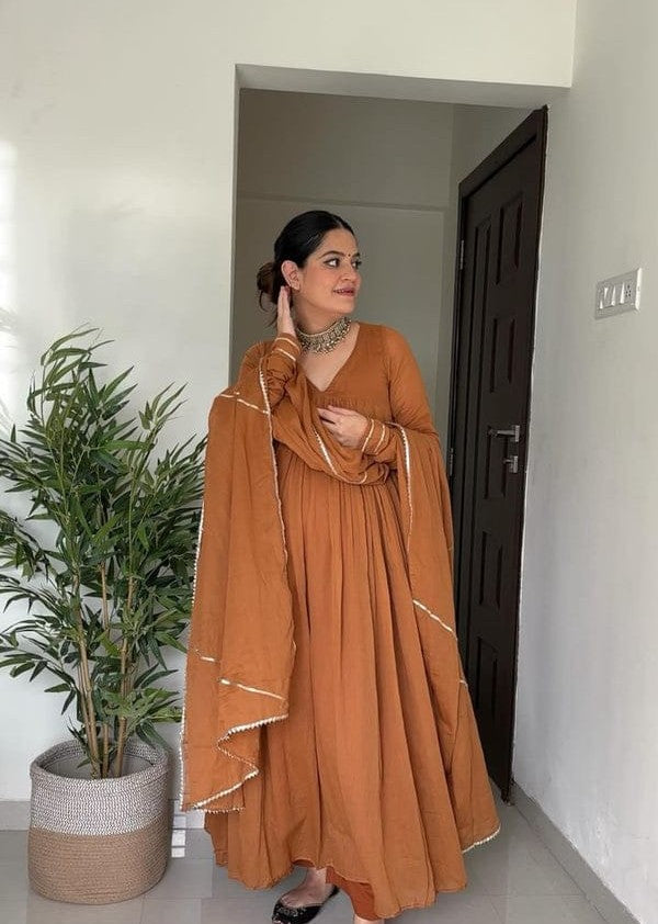 Cinnamon Drift Cotton Anarkali