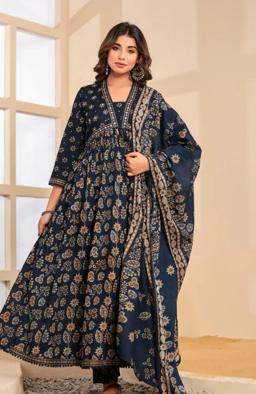 Indigo Skin Printed  Cotton Set