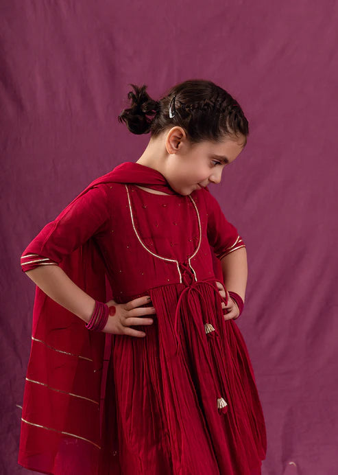 Cherry Blaze Anarkali Mini Set