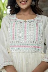 White Aura Mirror Work Gown