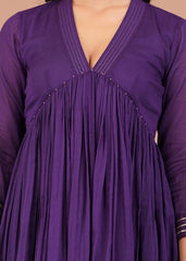 Lavender Grace Collar Anarkali Suit