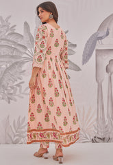 Peach Petal Butta Anarkali Set