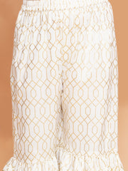 Blush Pink Floral Print Angrakha Style Kurta