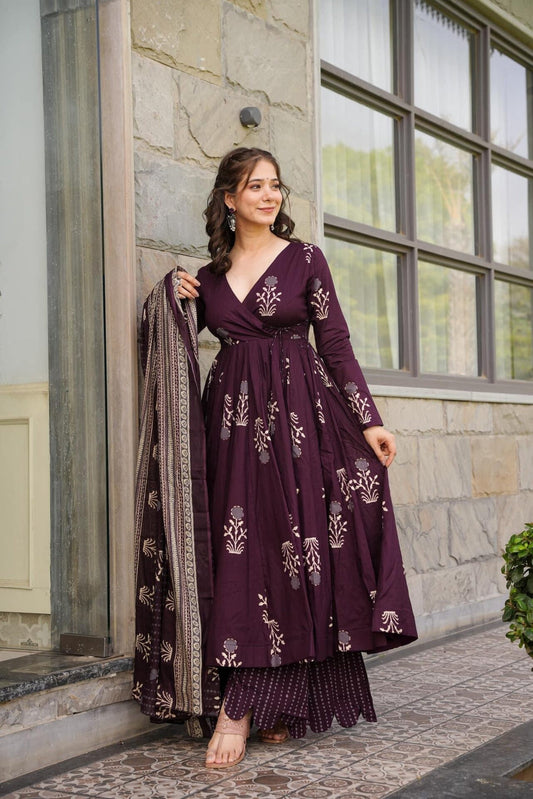 Muted Plum Cotton Anarkali