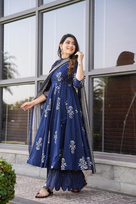 Blue Haze Cotton Suit Set