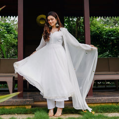 White Mirage Anarkali Set