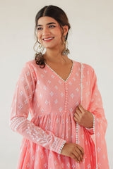 Peach Blossom Anarkali Set