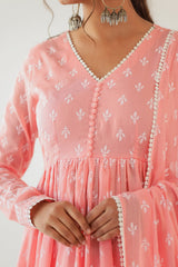 Peach Blossom Anarkali Set