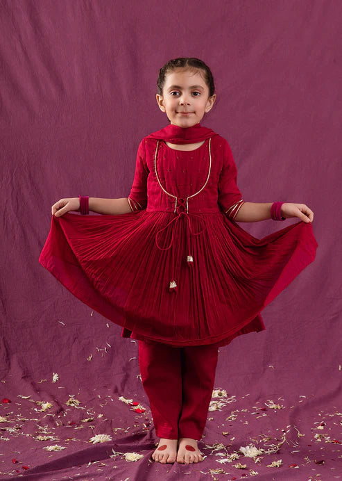 Cherry Blaze Anarkali Mini Set