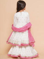 Snowy Ethnic Motif Sharara Set