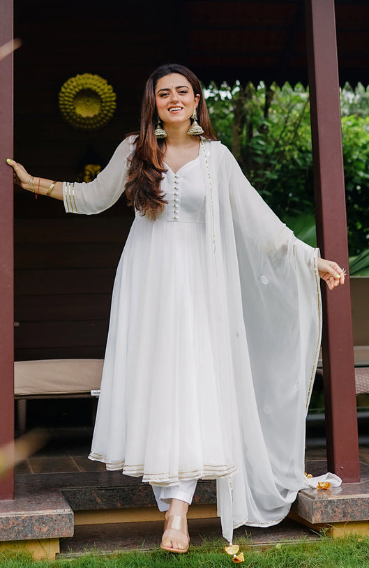 White Mirage Anarkali Set