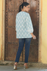 Light Sky Blue Puffy Sleeve Top