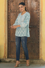 Light Sky Blue Puffy Sleeve Top